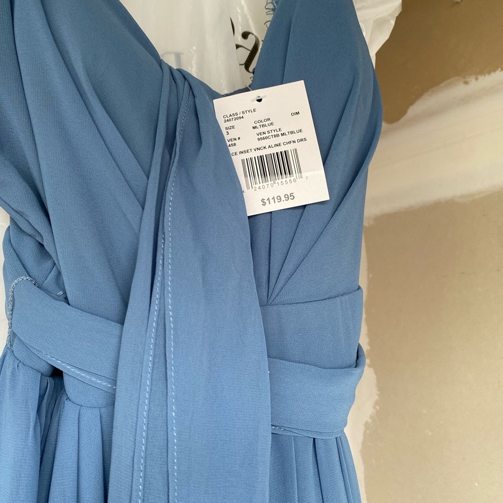 Women’s Size 3 Blue Bridesmaid Gown; David’s Bridal; NWT
